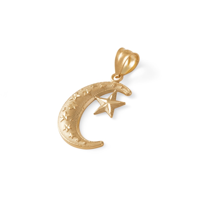 Main Image 4 of 10K Gold Moon and Star Necklace Charm
