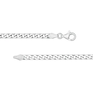 Cubic Zirconia 7mm Curb Chain Necklace in Solid Sterling Silver - 20