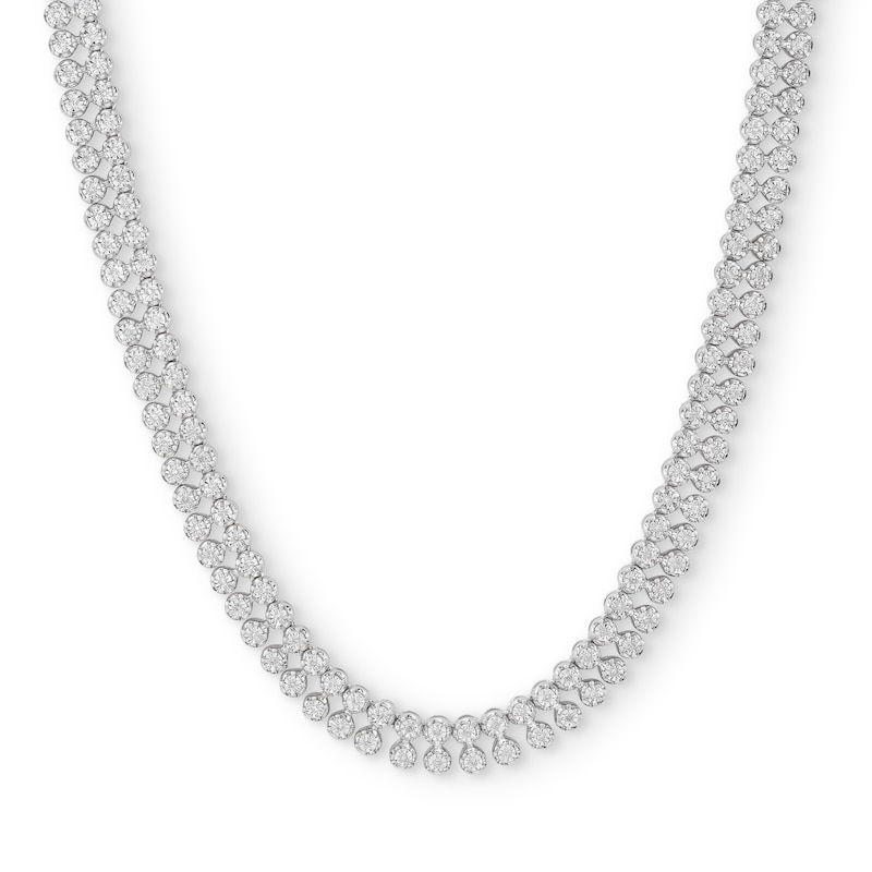 1-1/4 CT. T.W. Diamond Double Row Tennis Necklace in Sterling Silver - 22"