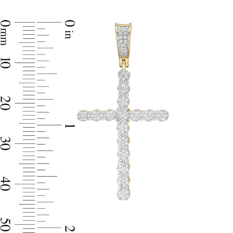 Main Image 3 of 10K Gold 1/5 CT. T.W. Diamond Cross Necklace Charm