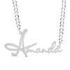 Thumbnail Image 0 of Cubic Zirconia Personalized Name Script Curb Chain Necklace in Sterling Silver - 18"
