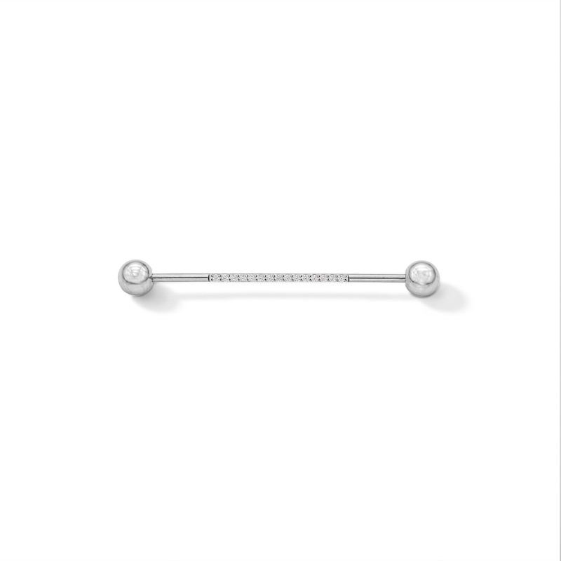 Stainless Steel CZ Industrial Barbell - 16G 1 3/8"