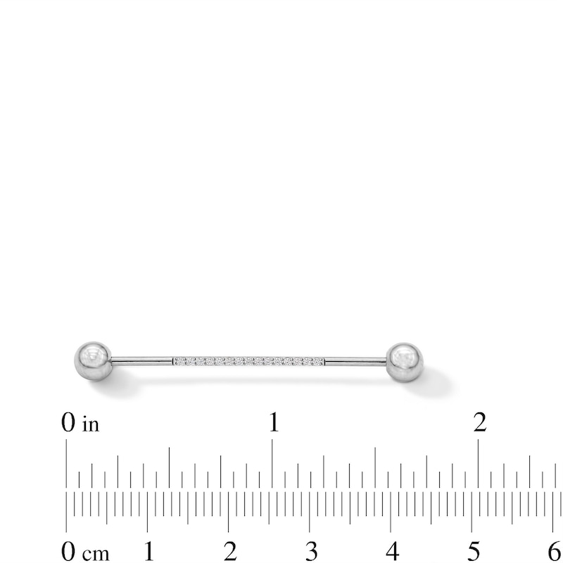 Stainless Steel CZ Industrial Barbell - 16G 1 3/8"
