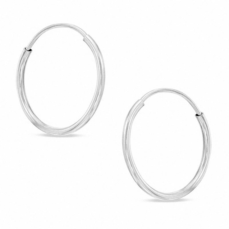 White gold continuous hoop shop earrings