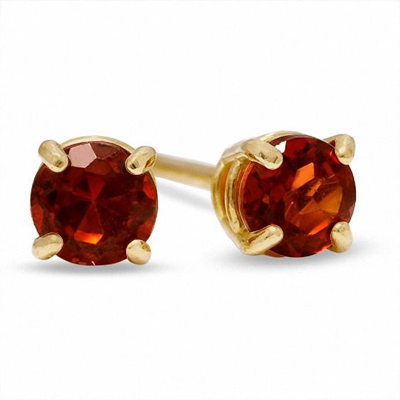 3mm Garnet Stud Earrings in 10K Gold