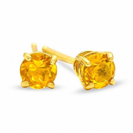 3mm Citrine Stud Earrings in 10K Gold