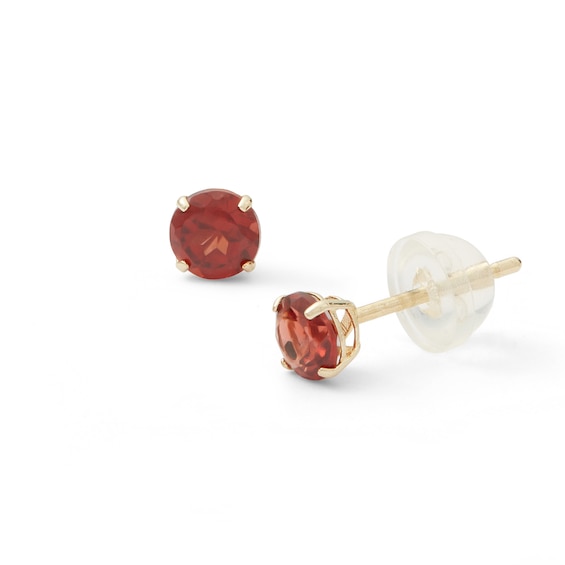 4mm Garnet Stud Earrings in 10K Gold