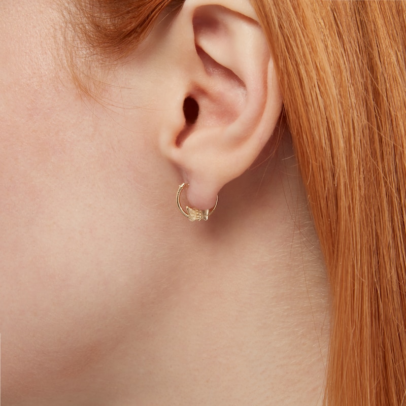 Main Image 4 of 10K Gold Hoop Earrings with Butterfly