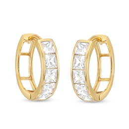 Princess-Cut Cubic Zirconia 11mm Huggie Earrings in 10K Gold