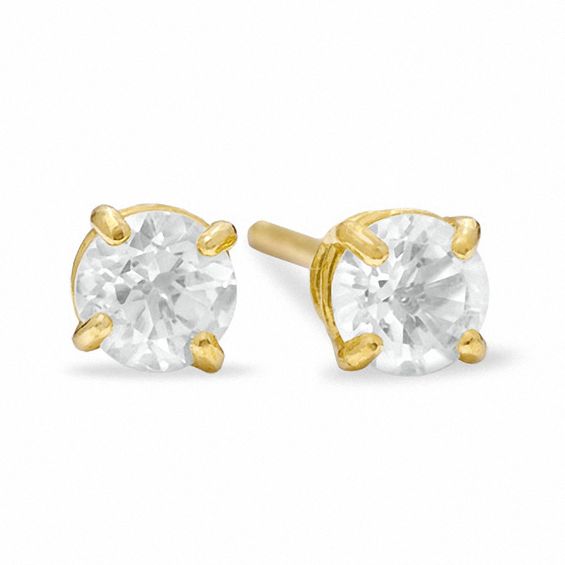 3mm White Topaz Stud Earrings in 10K Gold