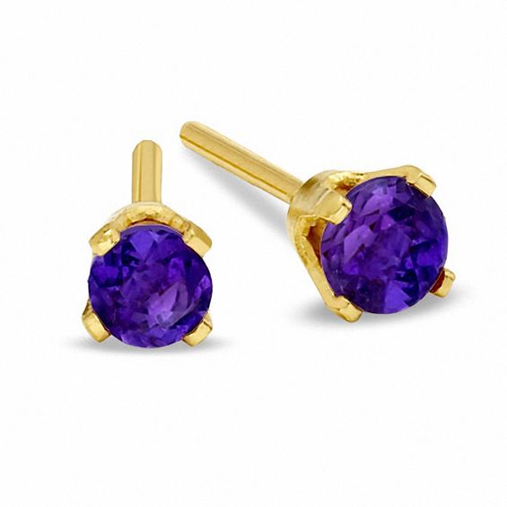 Child's 3mm Amethyst Stud Earrings in 10K Gold