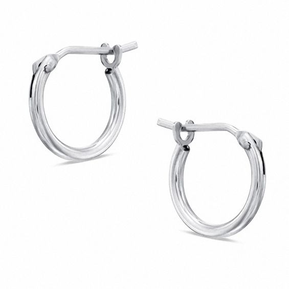 10k white gold small hoop earrings