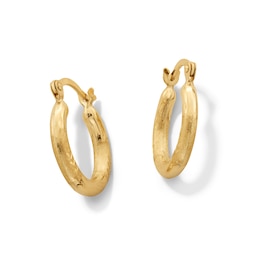 13mm Diamond-Cut Hoop Earrings in 10K Gold