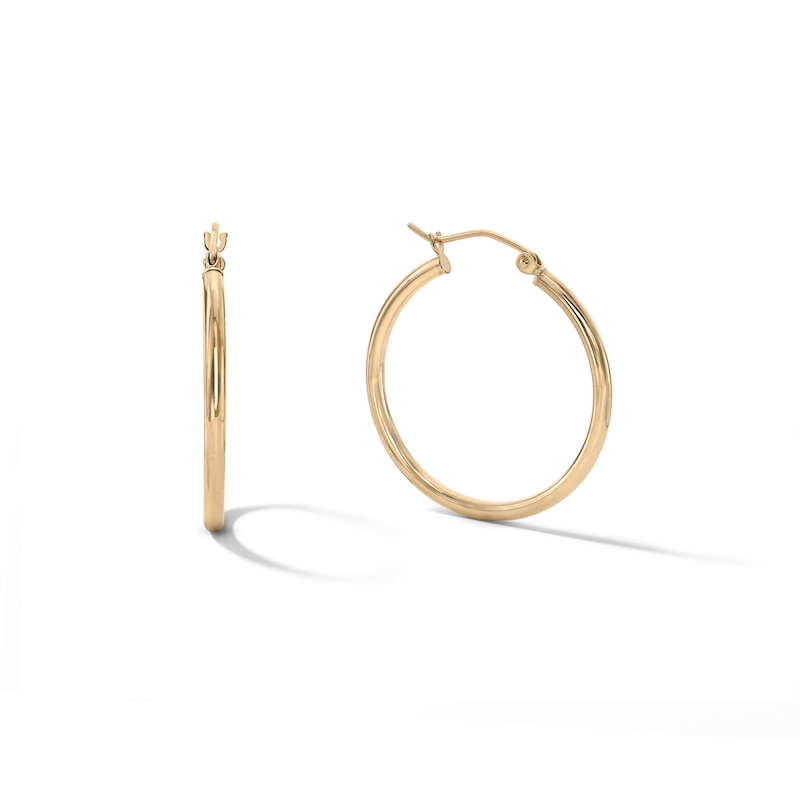 Main Image 1 of 10K Tube Hollow Gold Hoops