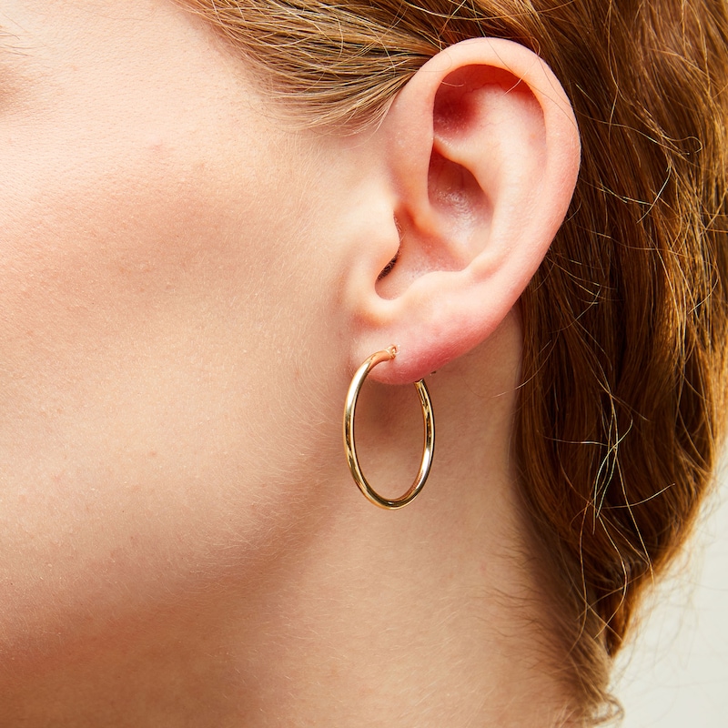 Main Image 2 of 10K Tube Hollow Gold Hoops