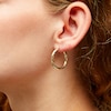 Thumbnail Image 2 of 10K Gold 25mm Diamond-Cut Tube Hoop Earrings