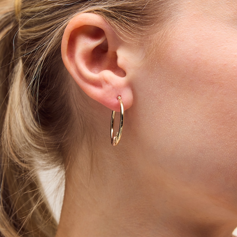 Main Image 2 of 10K Two-Tone Gold Heart on Hoop Earrings