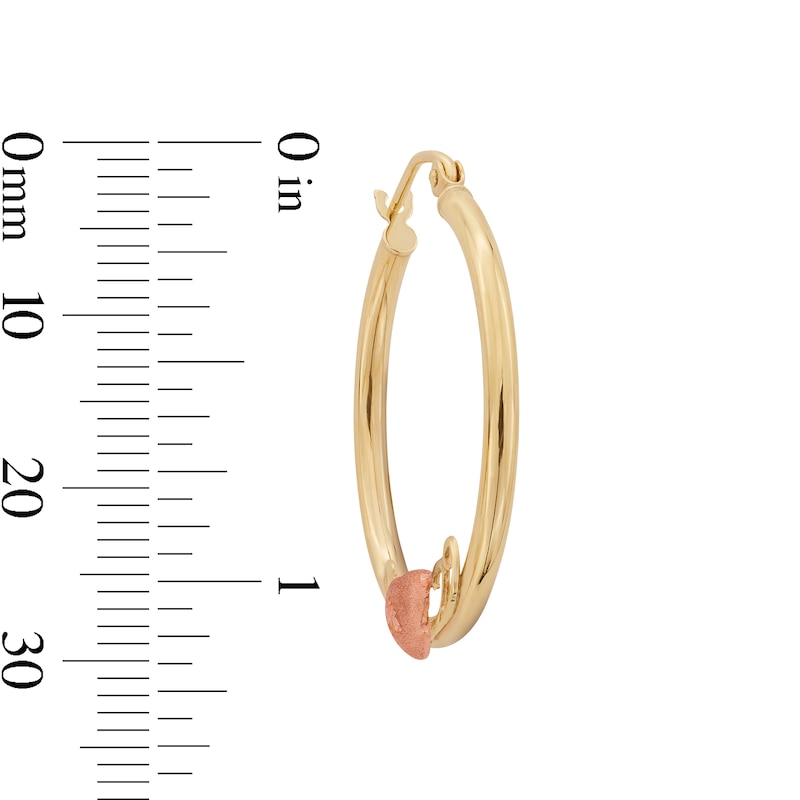 Main Image 3 of 10K Two-Tone Gold Heart on Hoop Earrings