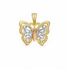 Thumbnail Image 0 of Textured Butterfly Tri-Tone Necklace Charm in 10K Gold