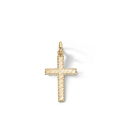 Diamond-Cut Border Cross Charm in 10K Gold