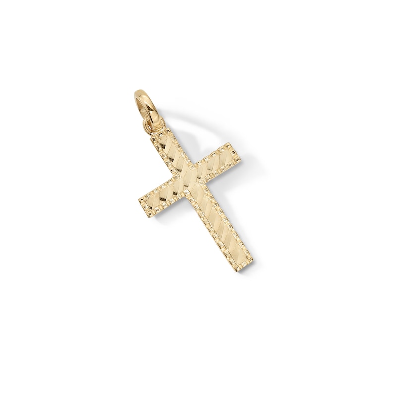 Main Image 3 of Diamond-Cut Border Cross Charm in 10K Gold