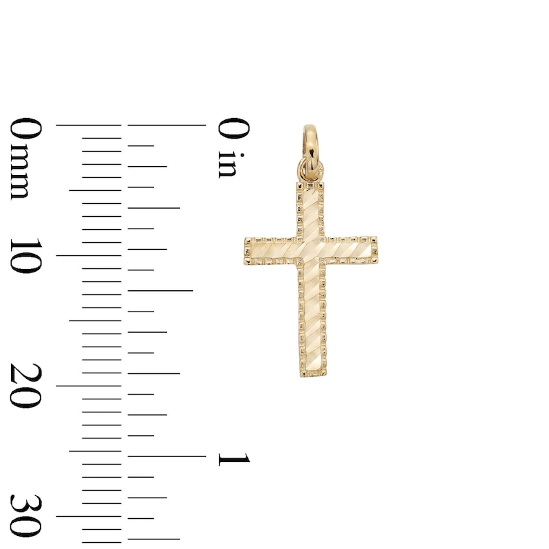 Main Image 4 of Diamond-Cut Border Cross Charm in 10K Gold