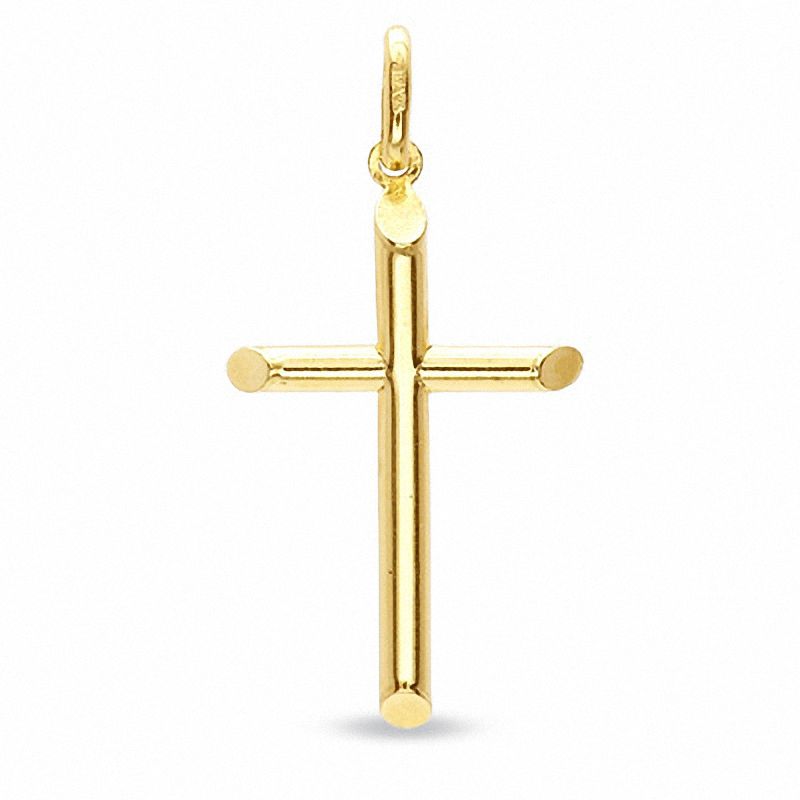 Small Tube Cross Necklace Charm in 10K Gold | Banter