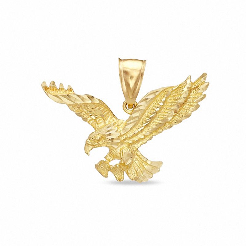 Diamond-Cut Landing Eagle Charm in 10K Solid Gold