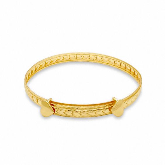 Child's Adjustable 10K Gold Heart Bangle