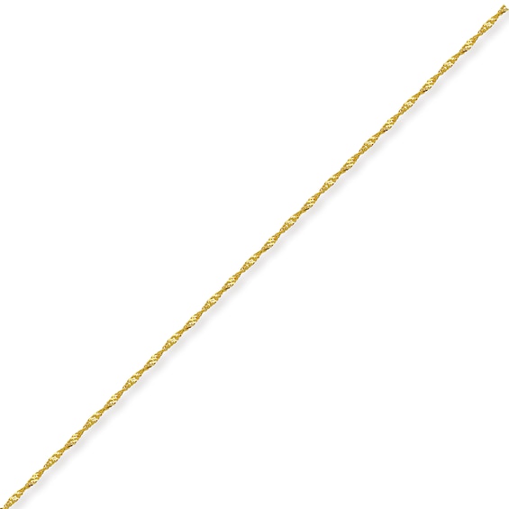 10K Gold 035G Hollow Singapore Chain Anklet - 11"