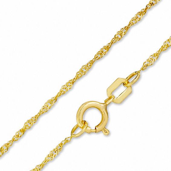 Child's 020 Gauge Solid Singapore Chain Necklace in 10K Gold - 13"