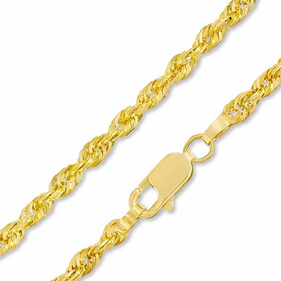 10K Gold Gauge Light Dual Glitter Rope Chain Necklace