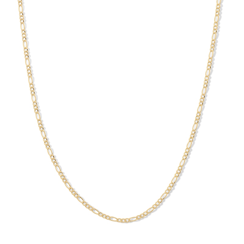 Main Image 1 of Child's 050 Gauge Hollow Figaro Chain Necklace in 10K Hollow Gold - 13&quot;