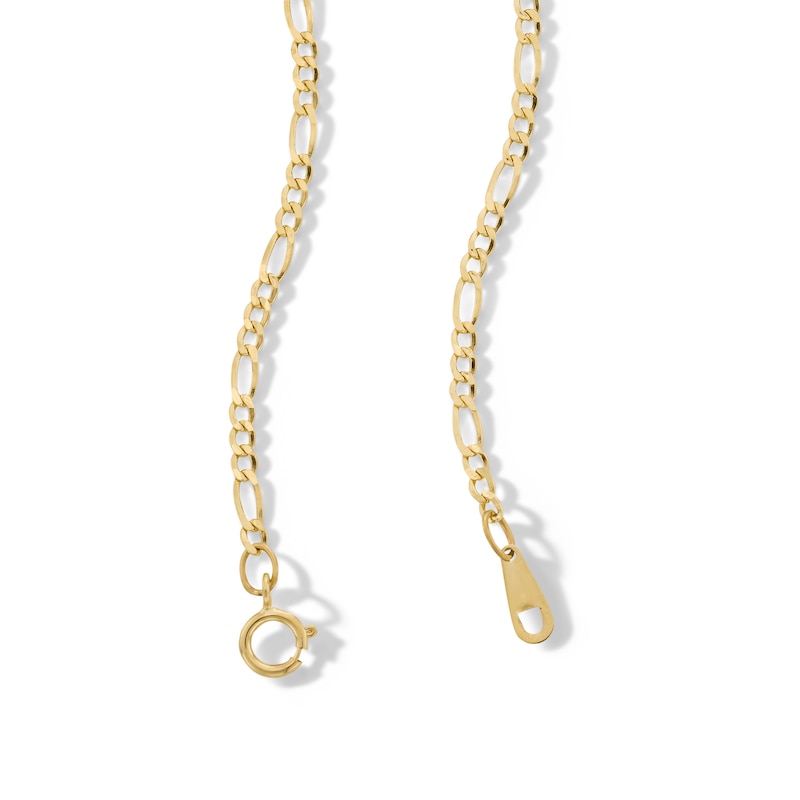 Main Image 4 of Child's 050 Gauge Hollow Figaro Chain Necklace in 10K Hollow Gold - 13&quot;