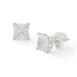 Sterling Silver 5mm Cubic Zirconia Heart Stud Earrings – Sterling