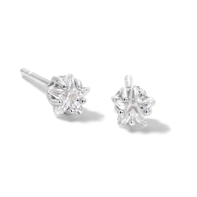 Main Image 1 of 4mm Star-Shaped Cubic Zirconia Stud Earrings in Sterling Silver