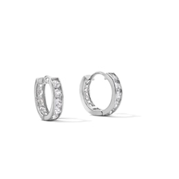 Cubic Zirconia Huggie Earrings in Sterling Silver