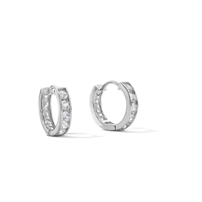 Main Image 1 of Cubic Zirconia Huggie Earrings in Sterling Silver