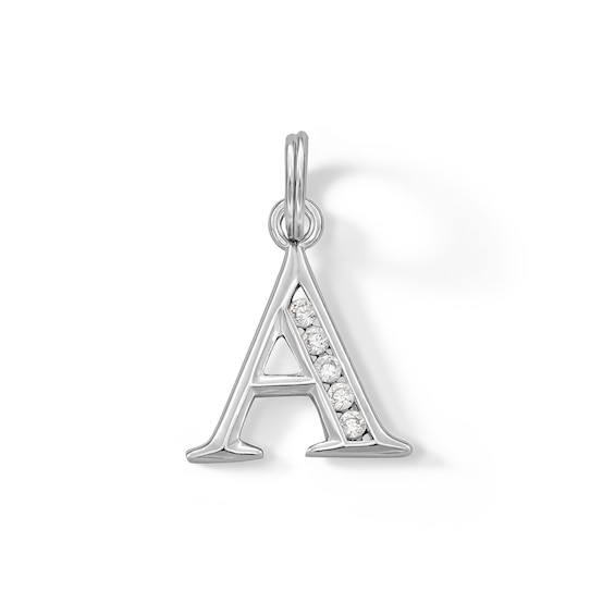 Cubic Zirconia Small Initial "A" Charm in Sterling Silver