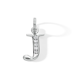 Cubic Zirconia Initial &quot;J&quot; Charm in Sterling Silver