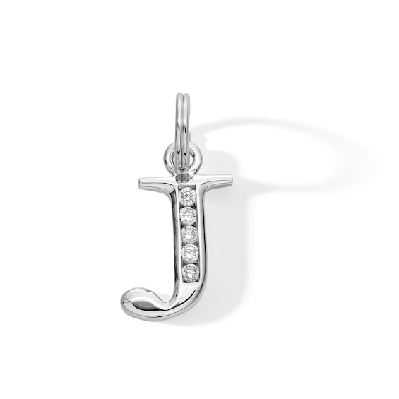 Cubic Zirconia Initial "J" Charm in Sterling Silver