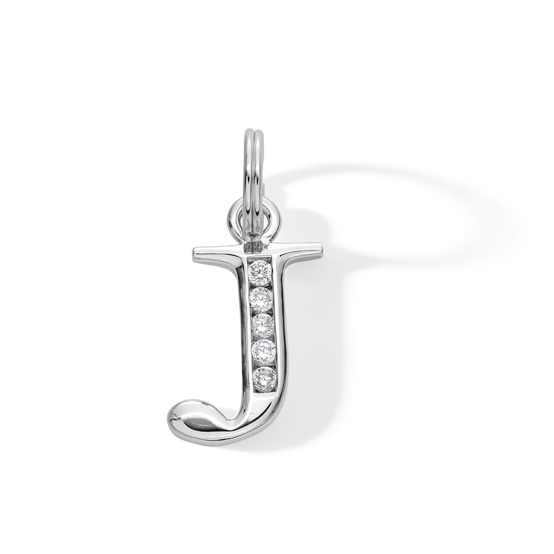 Main Image 1 of Cubic Zirconia Initial &quot;J&quot; Charm in Sterling Silver