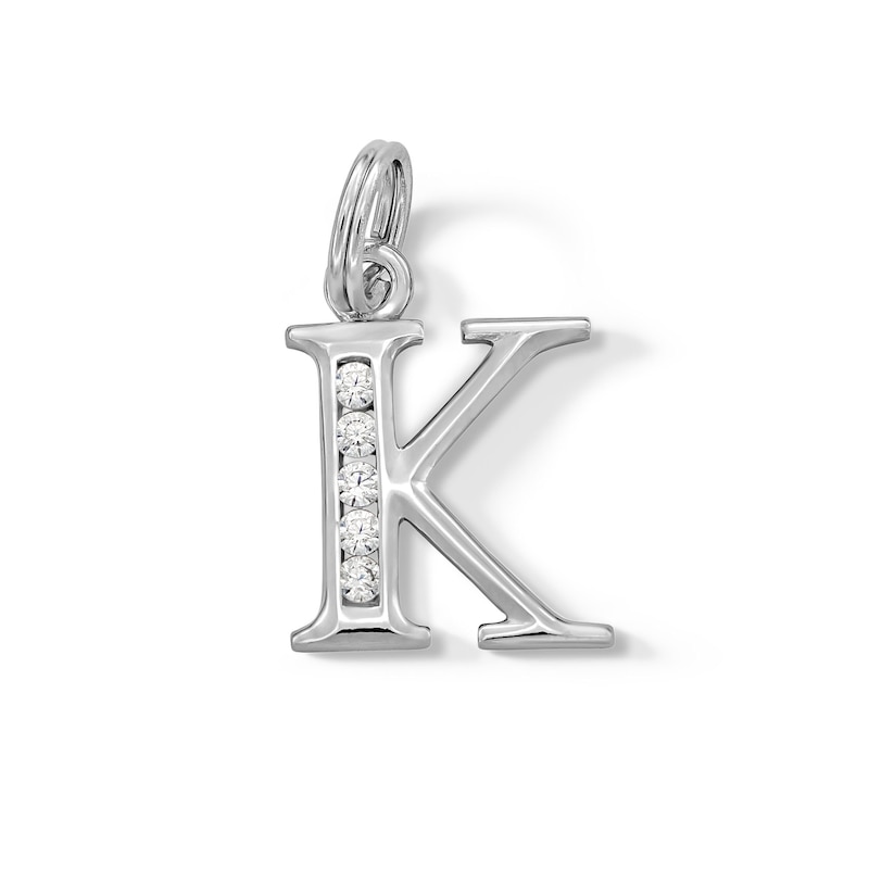 Main Image 1 of Cubic Zirconia Small Initial &quot;K&quot; Charm in Sterling Silver