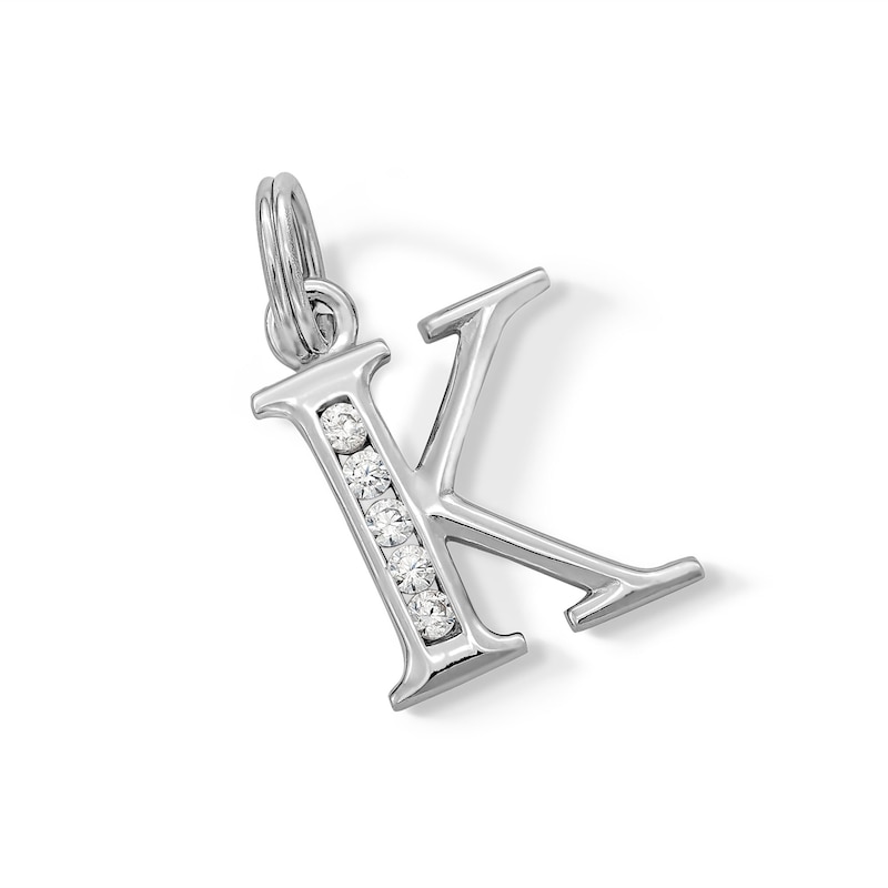 Main Image 3 of Cubic Zirconia Small Initial &quot;K&quot; Charm in Sterling Silver