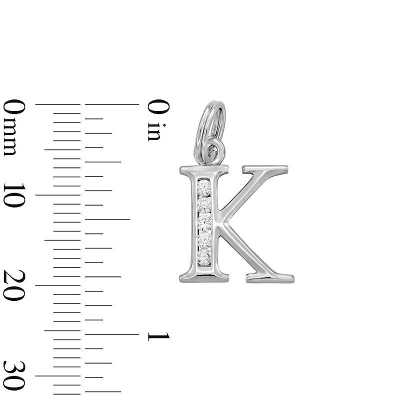 Main Image 4 of Cubic Zirconia Small Initial &quot;K&quot; Charm in Sterling Silver