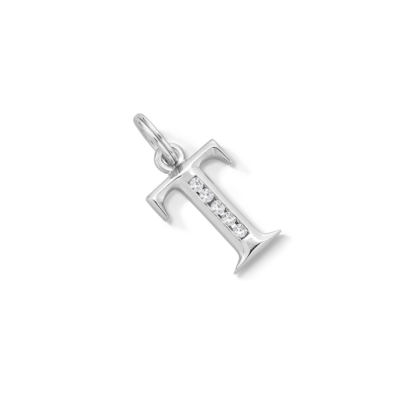 Main Image 3 of Cubic Zirconia Small Initial &quot;T&quot; Charm in Sterling Silver