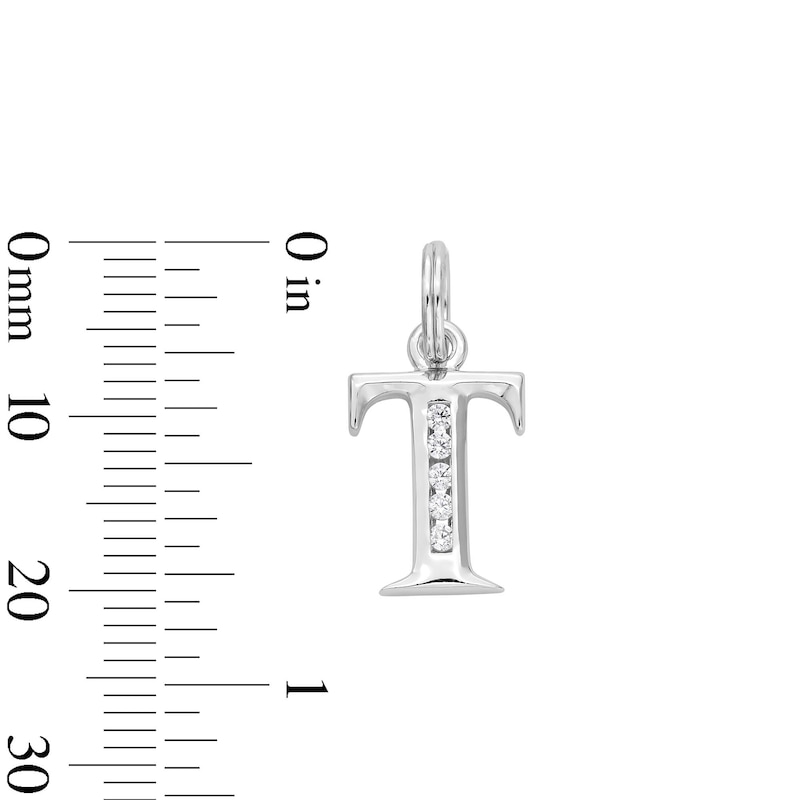 Main Image 4 of Cubic Zirconia Small Initial &quot;T&quot; Charm in Sterling Silver