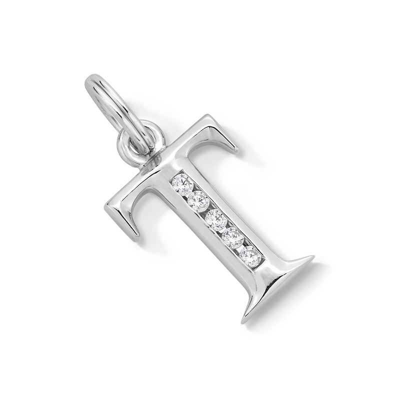 Main Image 5 of Cubic Zirconia Small Initial &quot;T&quot; Charm in Sterling Silver