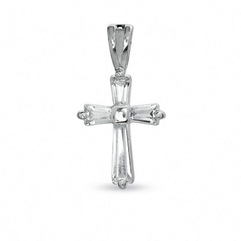 Main Image 1 of Cubic Zirconia Cross Charm in Sterling Silver