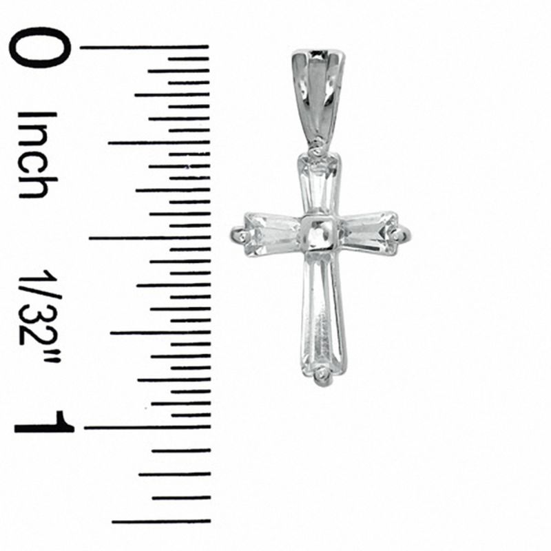 Main Image 2 of Cubic Zirconia Cross Charm in Sterling Silver